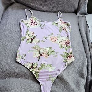 Purple and Green Sleeveless Fitted Bodysuit